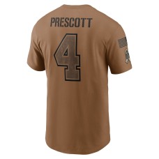 Dak Prescott Dallas Cowboys Nike 2023 Salute To Service Name & Number T-Shirt - Brown