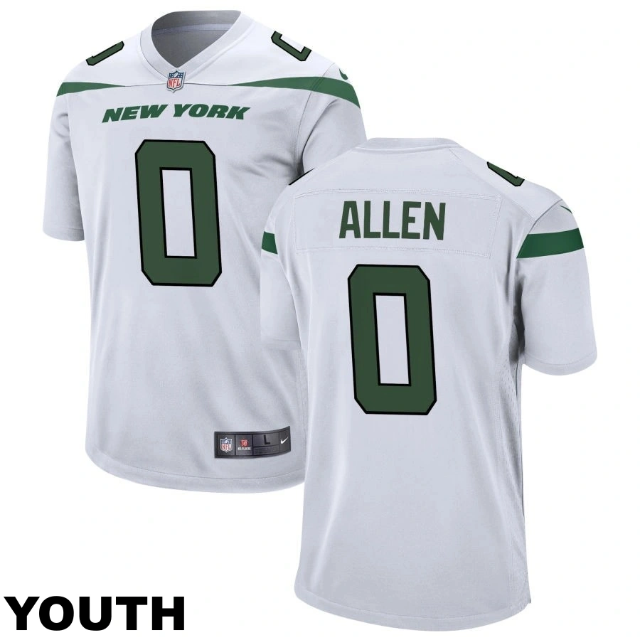 Youth New York Jets #0 Braelon Allen White Game Jersey