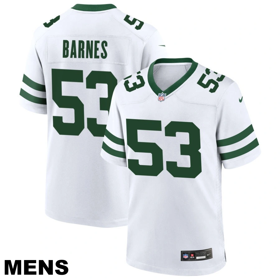 Men's New York Jets #53 Zaire Barnes Legacy White Game Jersey