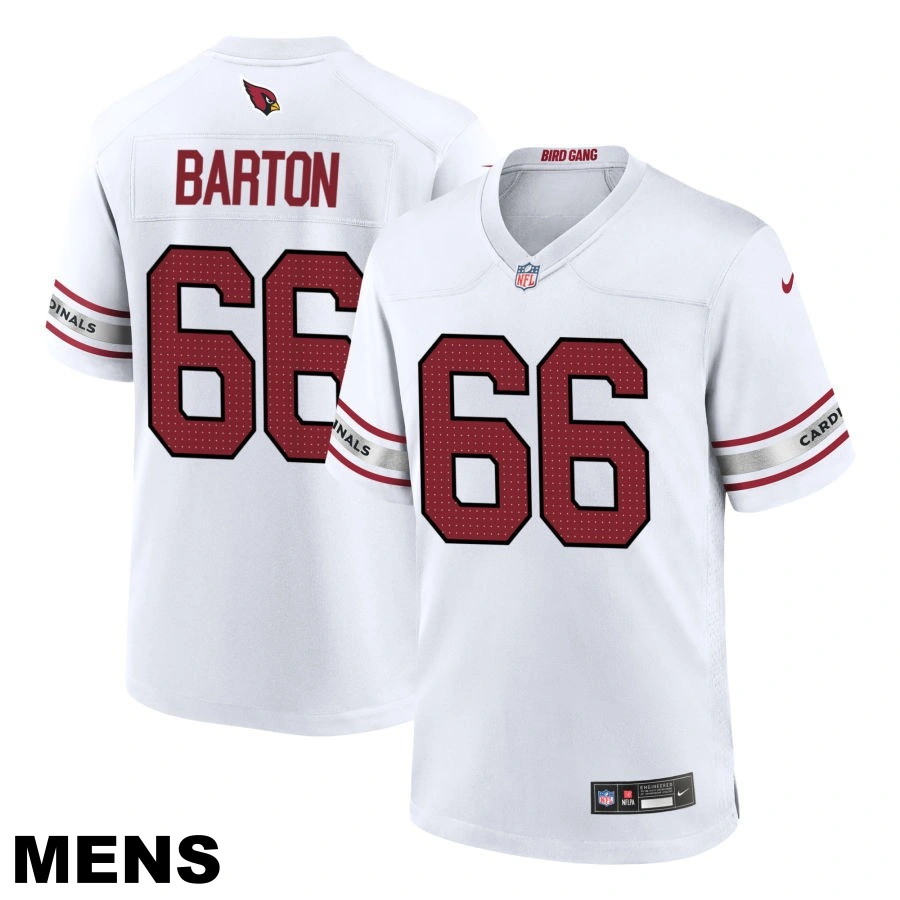 Men's Arizona Cardinals #66 Jackson Barton White Game Jersey Men's Arizona Cardinals #66 Jackson Barton White Game Jersey
