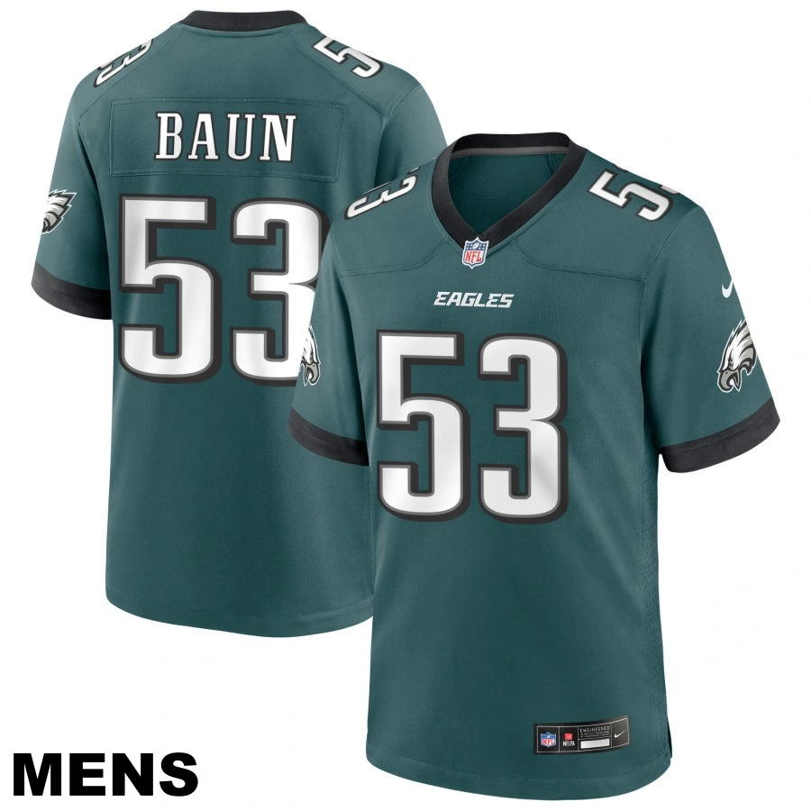 Men's Philadelphia Eagles #53 Zack Baun Midnight Green Game Jersey