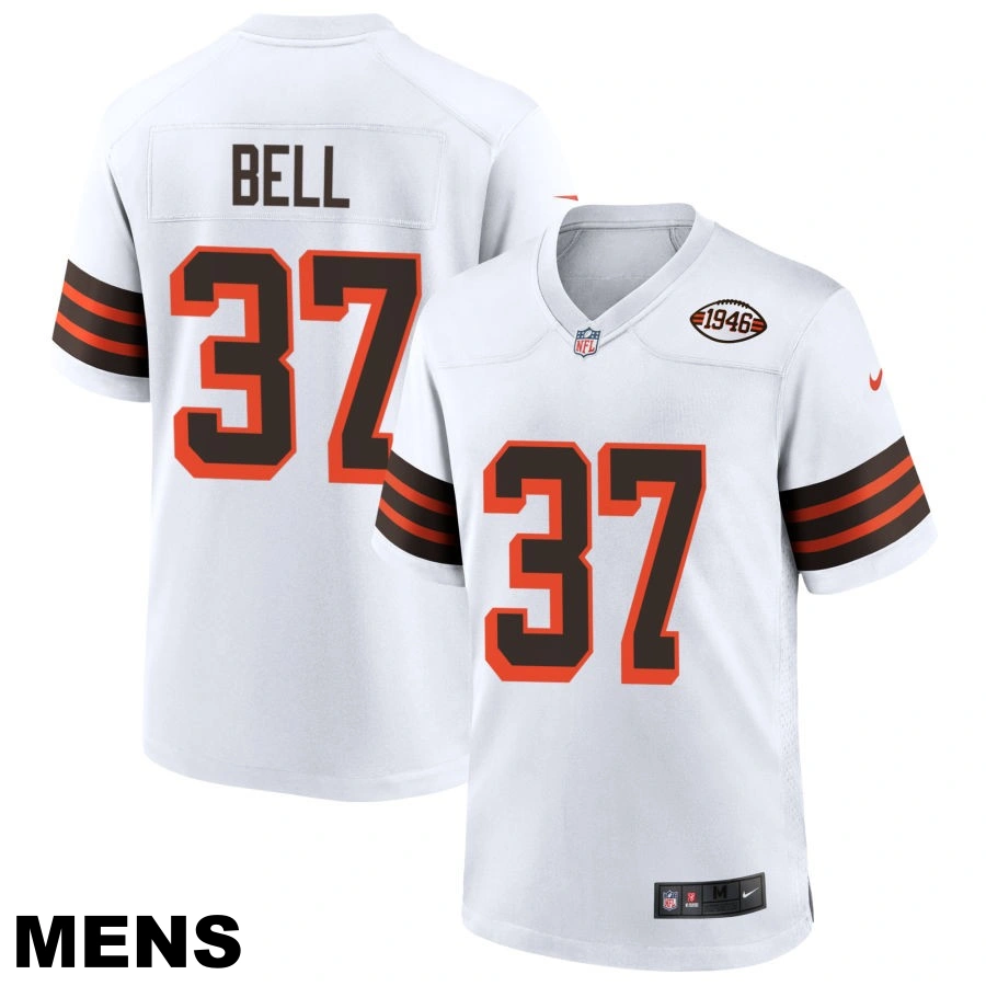 Men's Cleveland Browns #37 D'Anthony Bell White 1946 Collection Alternate Jersey