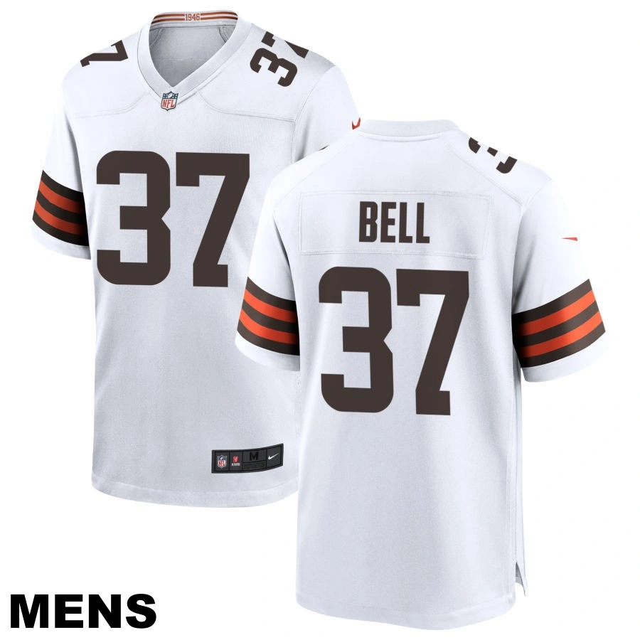 Men's Cleveland Browns #37 D'Anthony Bell White Game Jersey