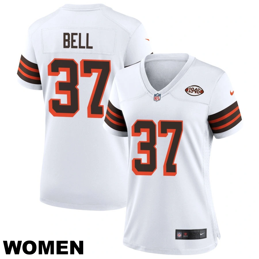Women's Cleveland Browns #37 D'Anthony Bell White 1946 Collection Alternate Jersey