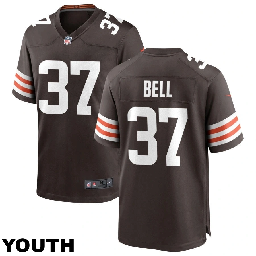 Youth Cleveland Browns#37 D'Anthony Bell Brown Game Jersey