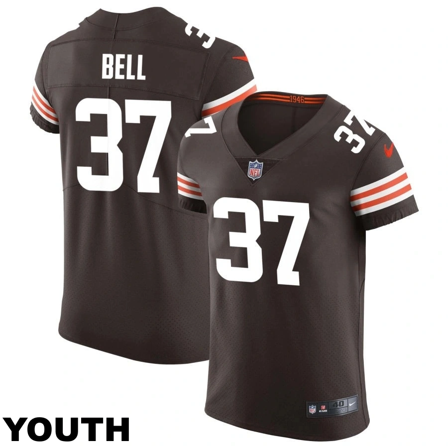 Youth Cleveland Browns #37 D'Anthony Bell Brown Vapor Elite Jersey