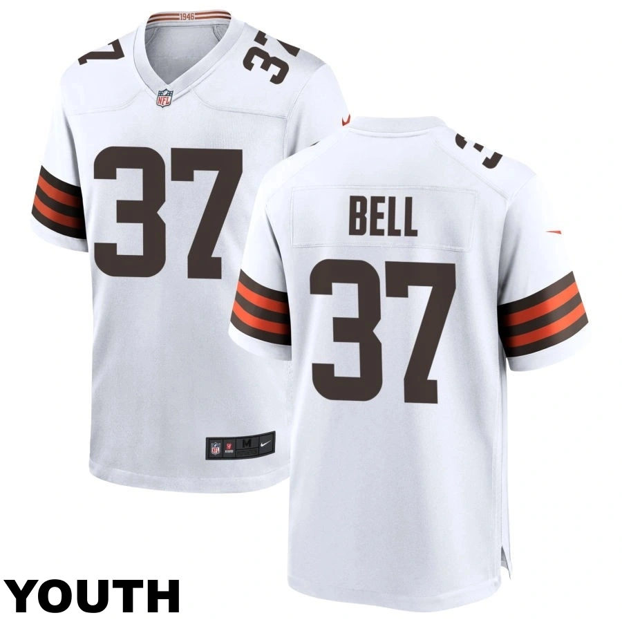Youth Cleveland Browns #37 D'Anthony Bell White Game Jersey