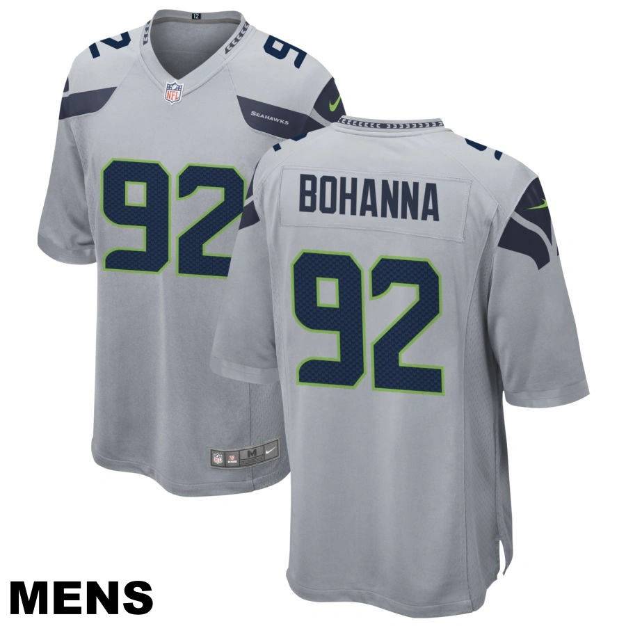 Men's Seattle Seahawks #92 Quinton Bohanna Gray Alternate Game Jersey
