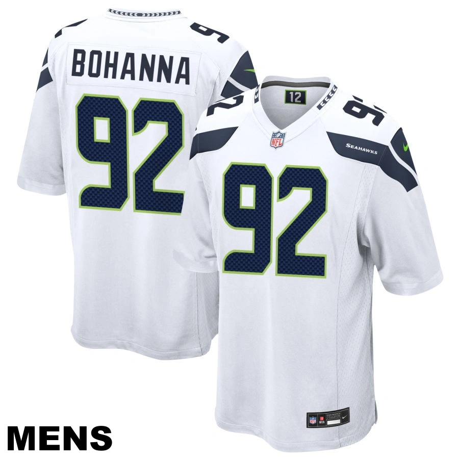 Men's Seattle Seahawks #92 Quinton Bohanna White Game Jersey