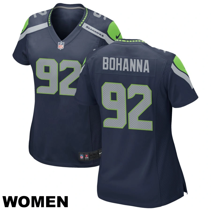Women's #92 Quinton Bohanna College Navy Seattle Seahawks Game Jersey
