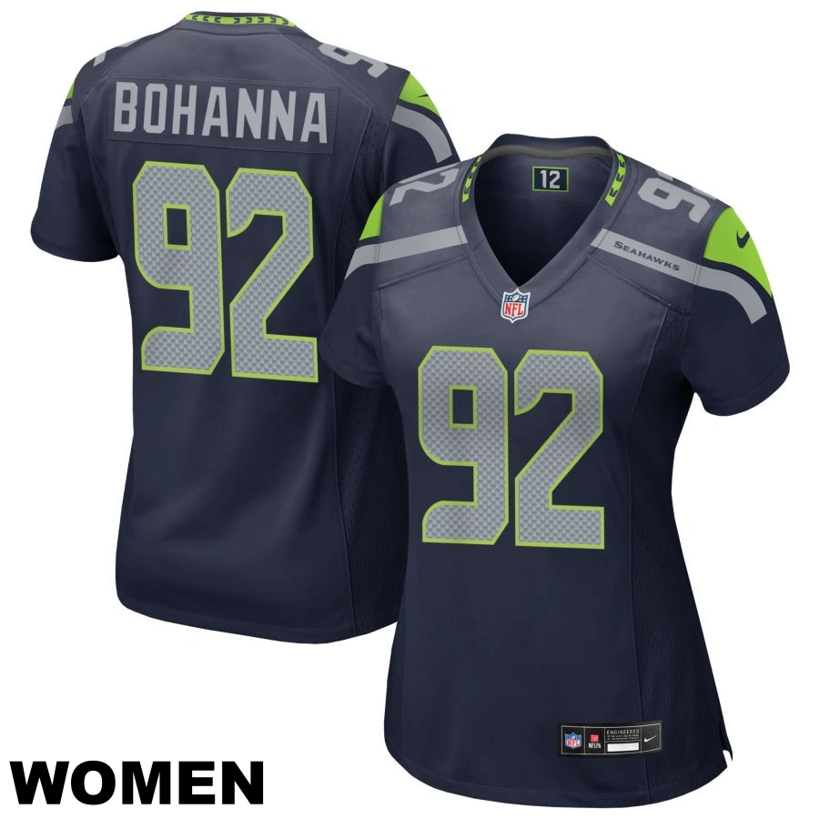 Women's Seattle Seahawks #92 Quinton Bohanna College Navy Game Jersey