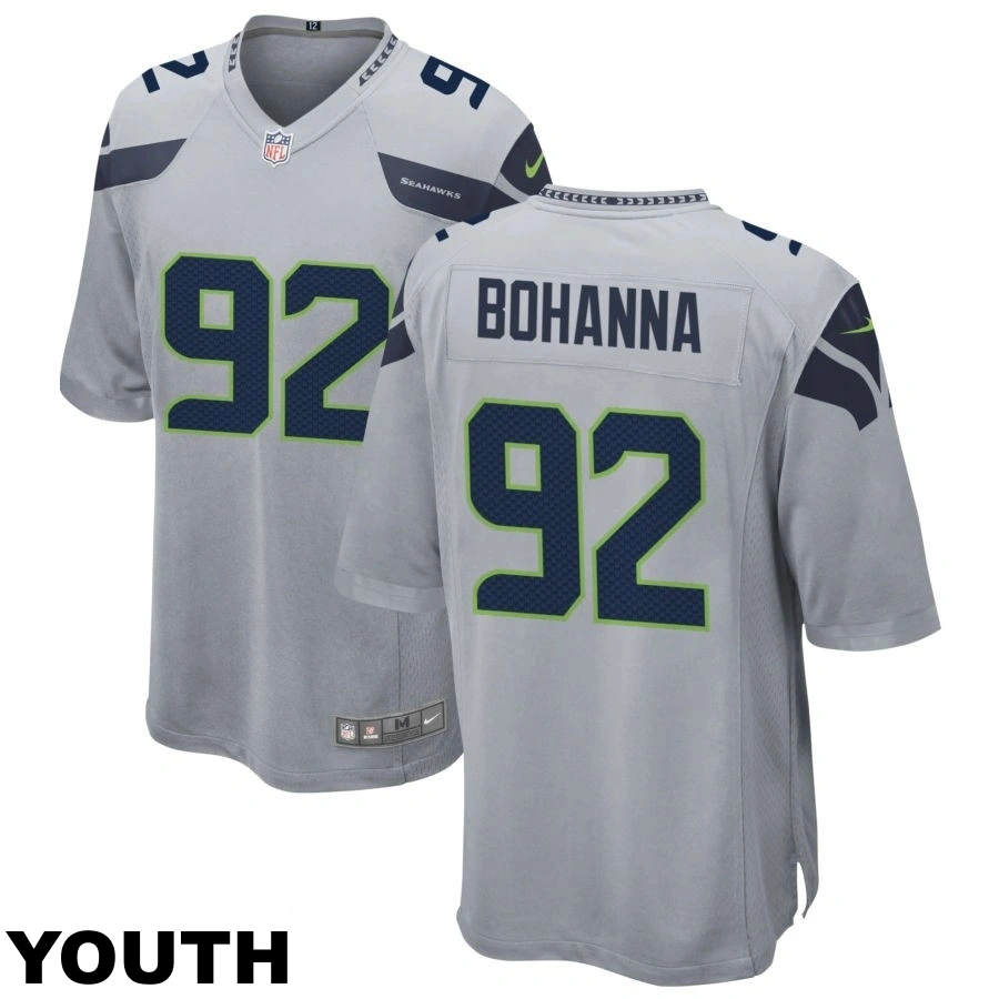 Youth Seattle Seahawks #92 Quinton Bohanna Gray Alternate Game Jersey