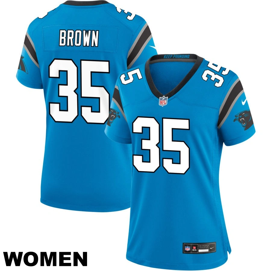 Women's Carolina Panthers #35 Anthony Brown Blue Alternate Game Jersey