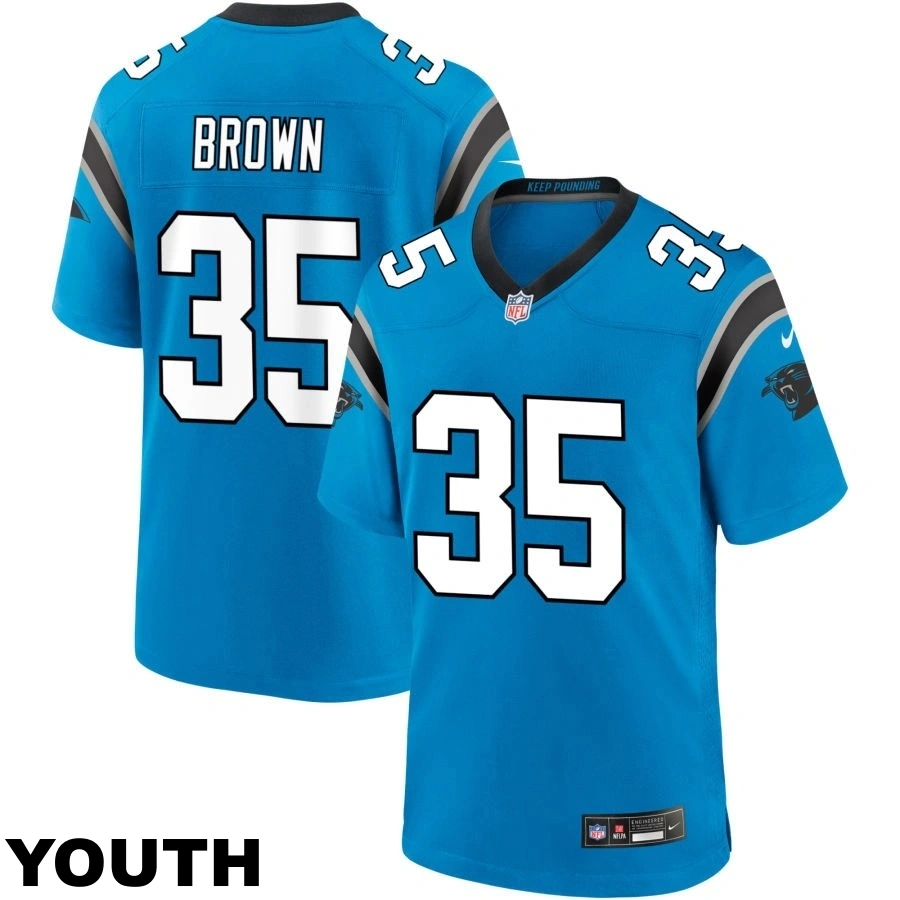 Youth Carolina Panthers #35 Anthony Brown Blue Alternate Game Jersey