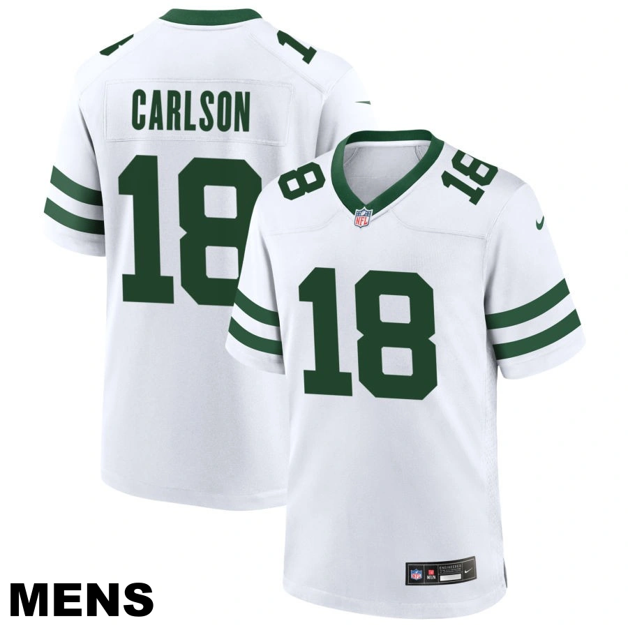 Men's New York Jets #18 Anders Carlson Legacy White Game Jersey
