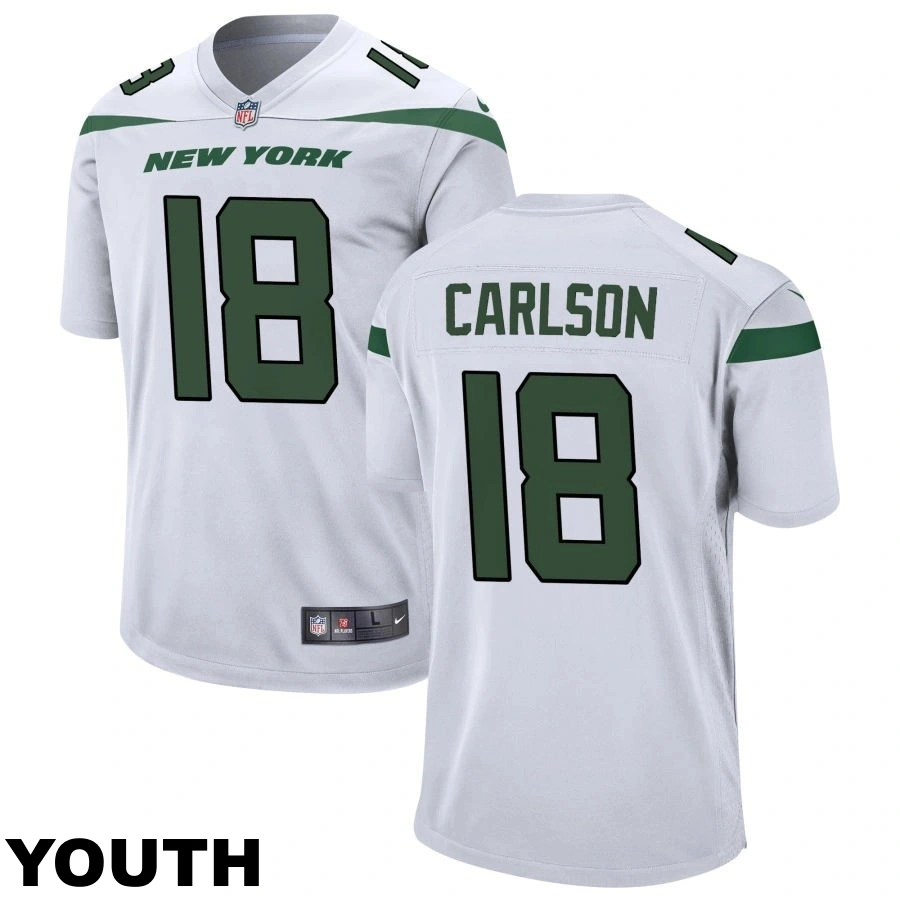 Youth New York Jets #18 Anders Carlson White Game Jersey