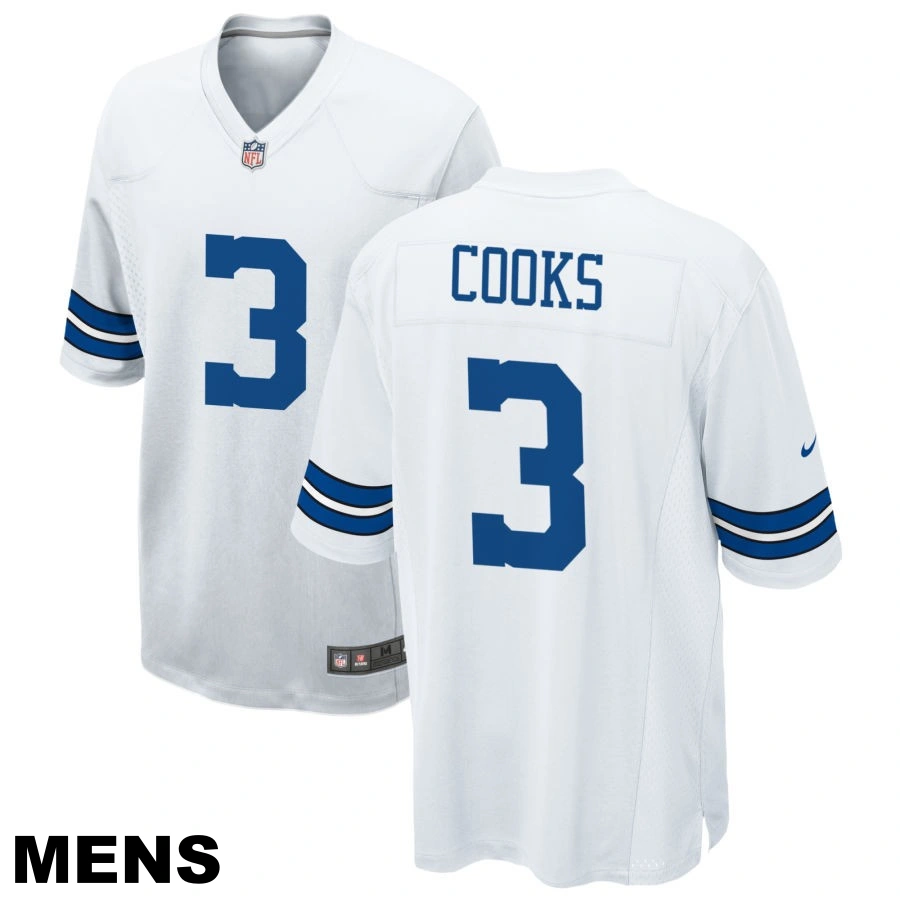 Men's Dallas Cowboys #3 Brandin Cooks White Game Jersey