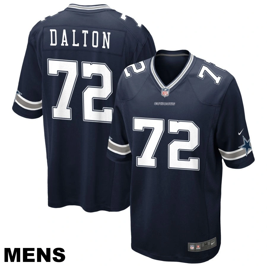 Men's Dallas Cowboys #72 Jalen Dalton Navy Game Jersey
