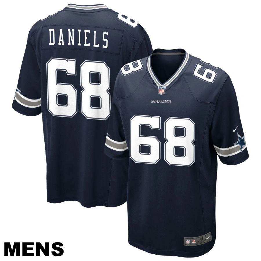 Men's Dallas Cowboys #68 Braeden Daniels Navy Game Jersey