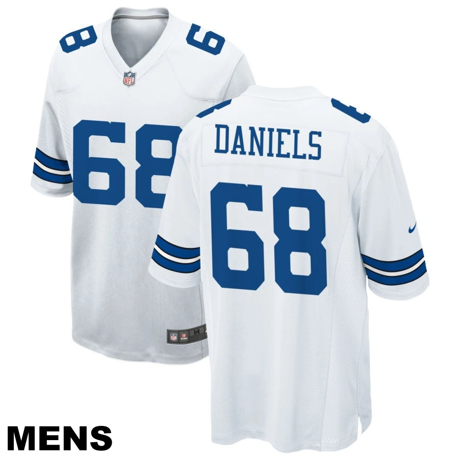 Men's Dallas Cowboys #68 Braeden Daniels White Game Jersey