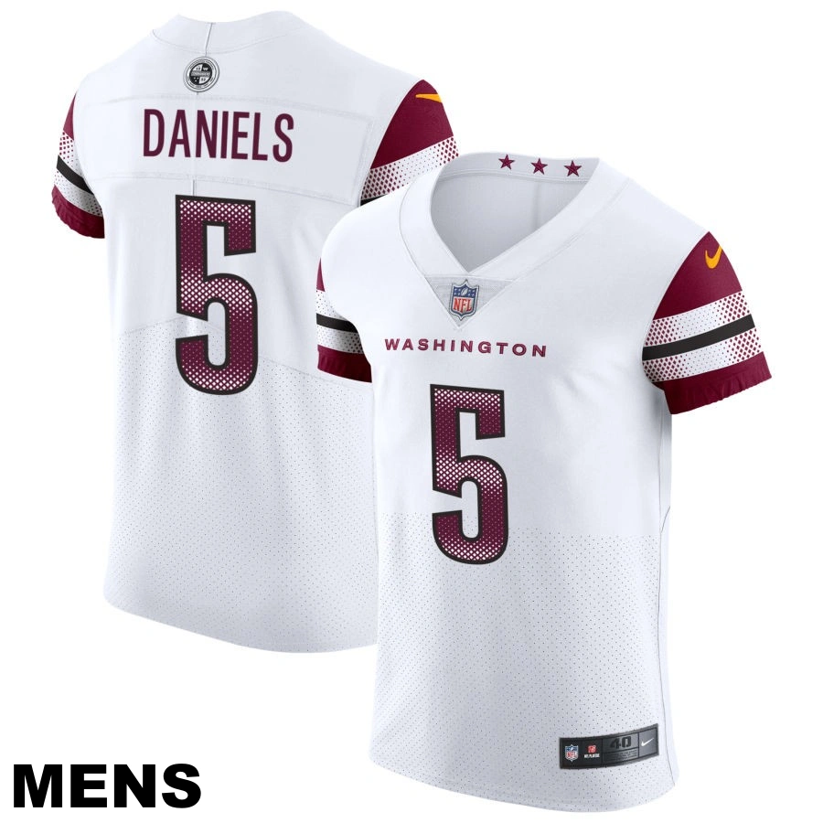 Men's Washington Commanders #5 Jayden Daniels White Vapor Untouchable Elite Jersey