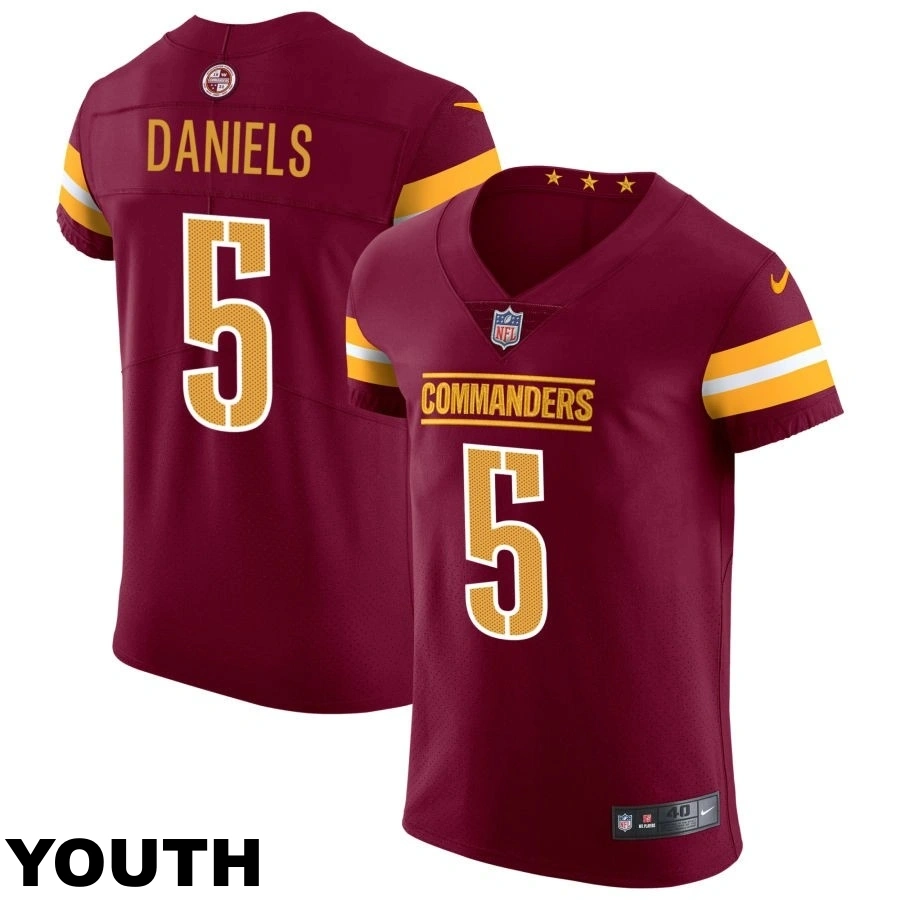 Youth Washington Commanders #5 Jayden Daniels Burgundy Vapor Untouchable Elite Jersey