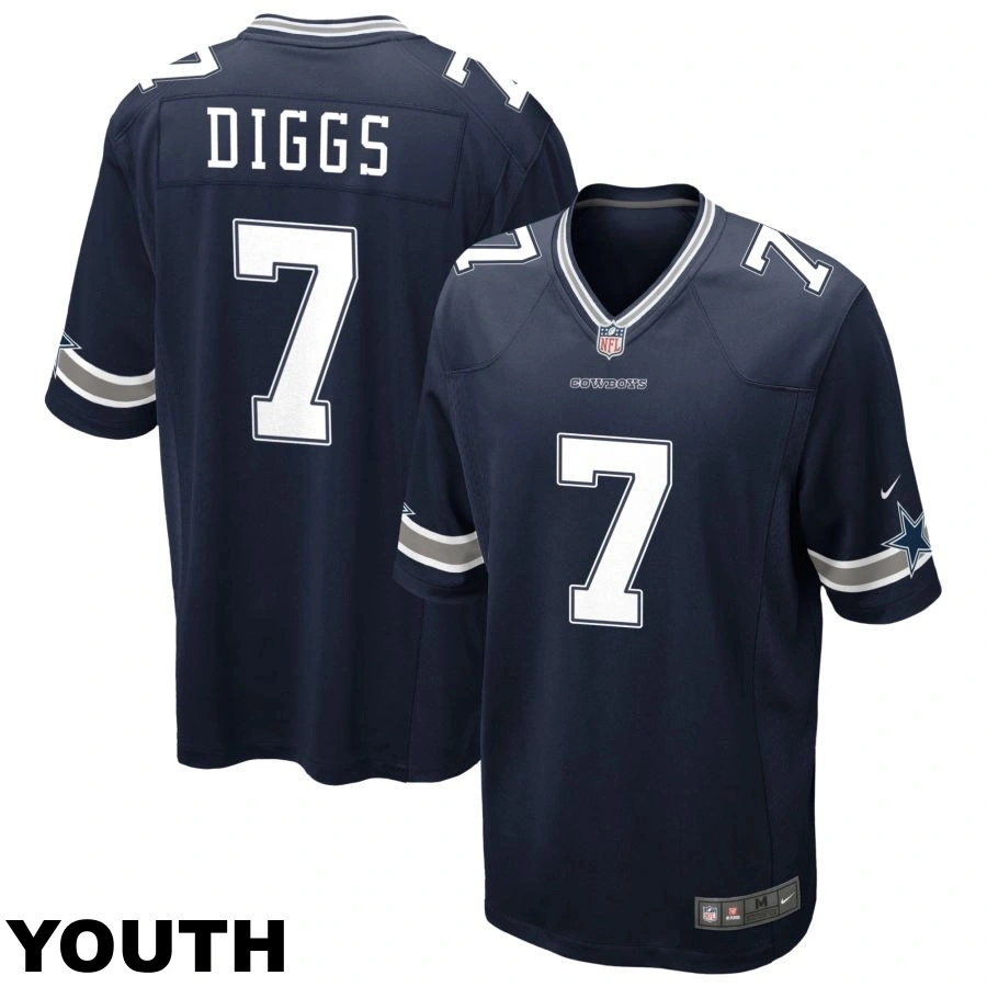 Youth Dallas Cowboys #7 Trevon Diggs Navy Game Jersey Youth Dallas Cowboys #7 Trevon Diggs Navy Game Jersey