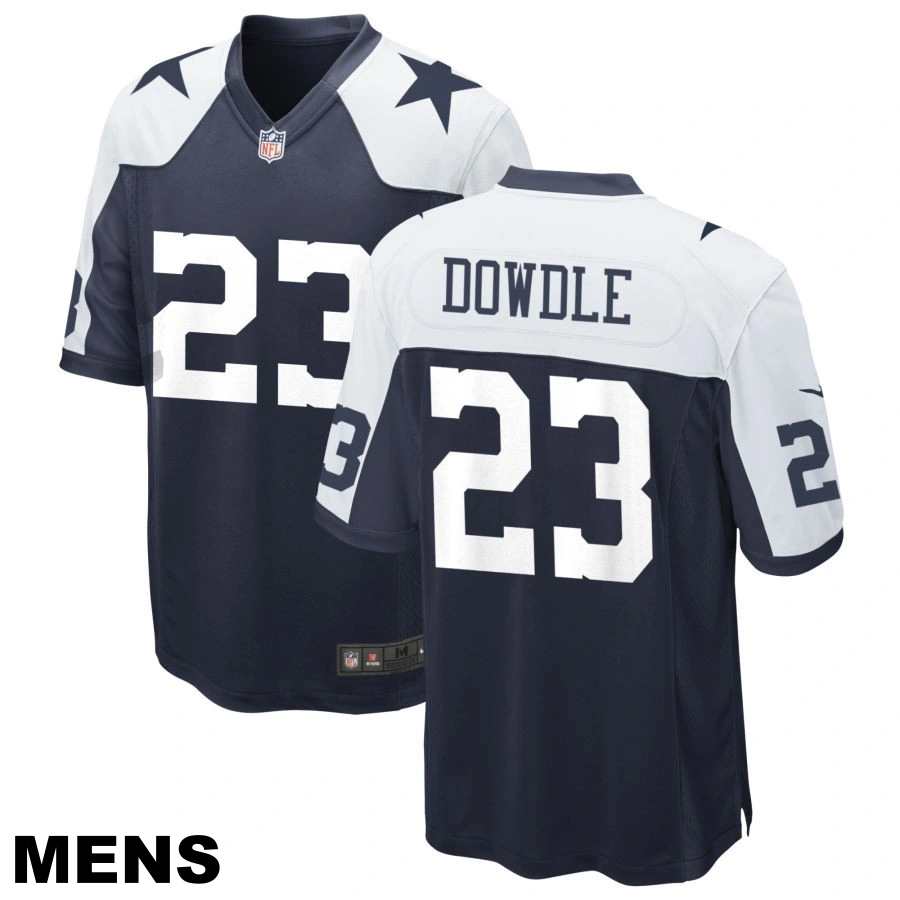 Men's Dallas Cowboys #23 Rico Dowdle Navy Alternate Game Jersey