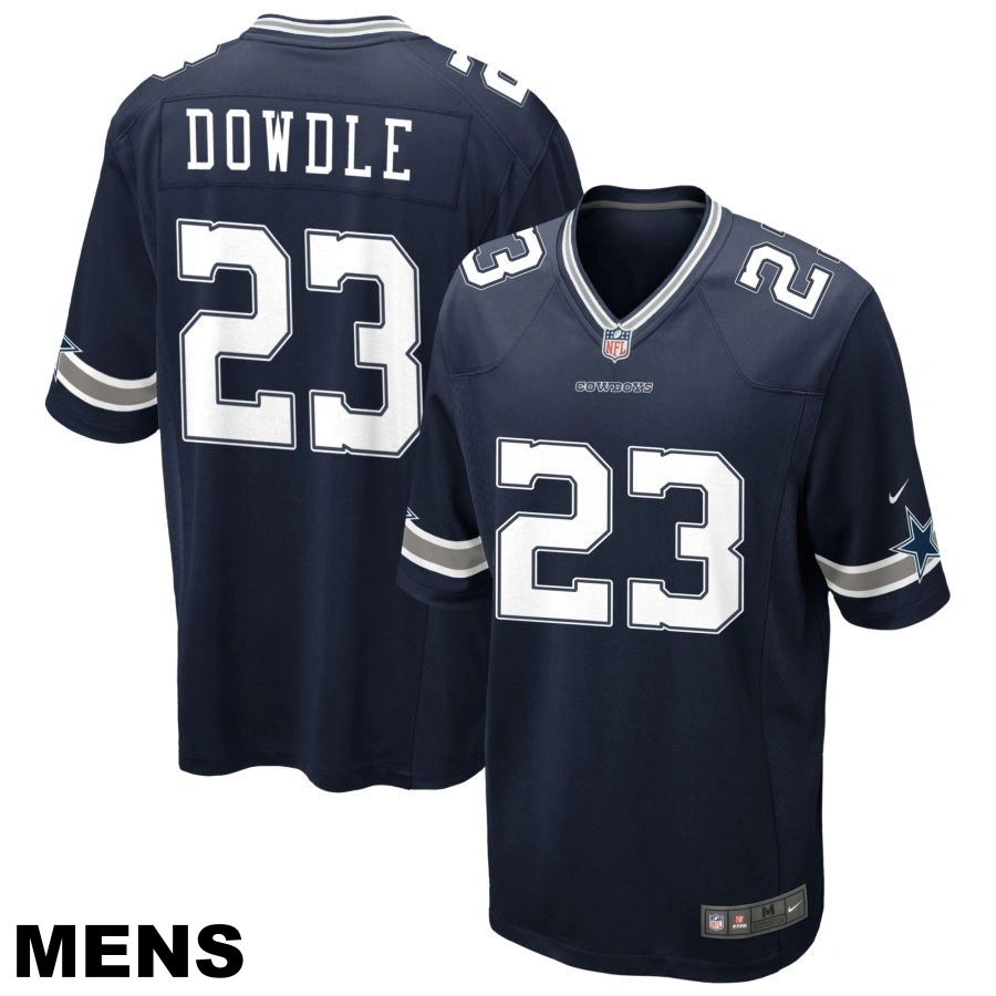 Men's Dallas Cowboys #23 Rico Dowdle Navy Game Jersey