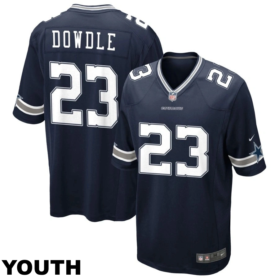 Youth Dallas Cowboys #23 Rico Dowdle Navy Game Jersey