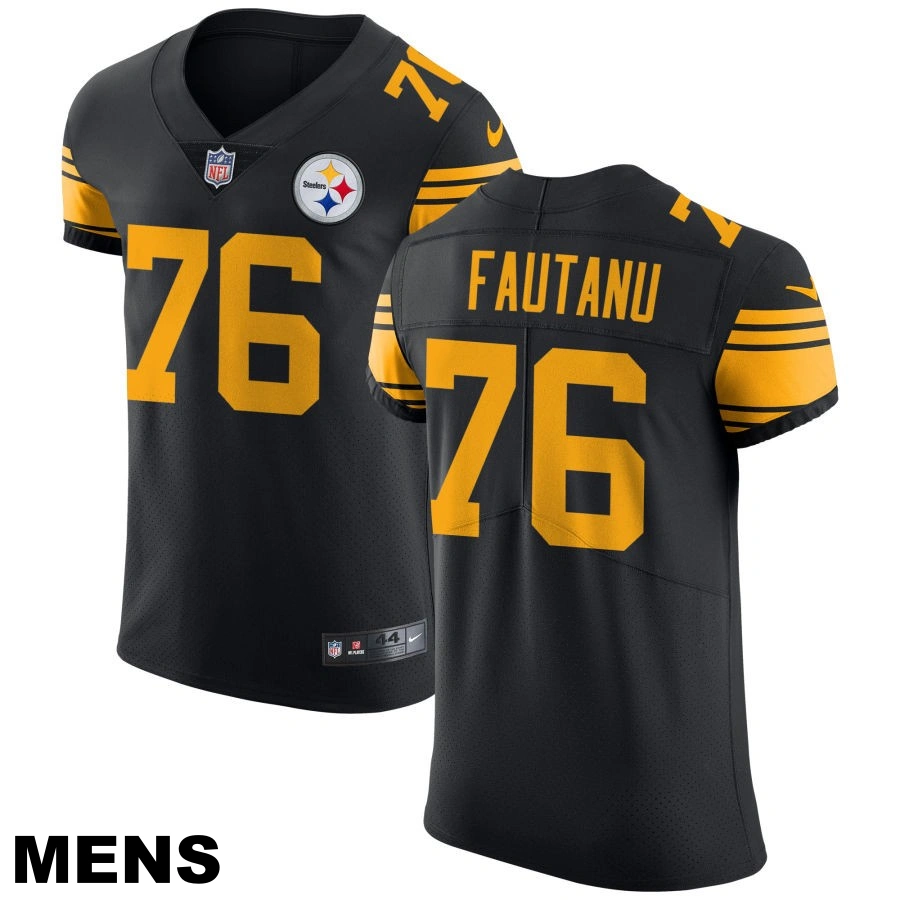 Men's Pittsburgh Steelers #76 Troy Fautanu Black Vapor Untouchable Elite Color Rush Jersey