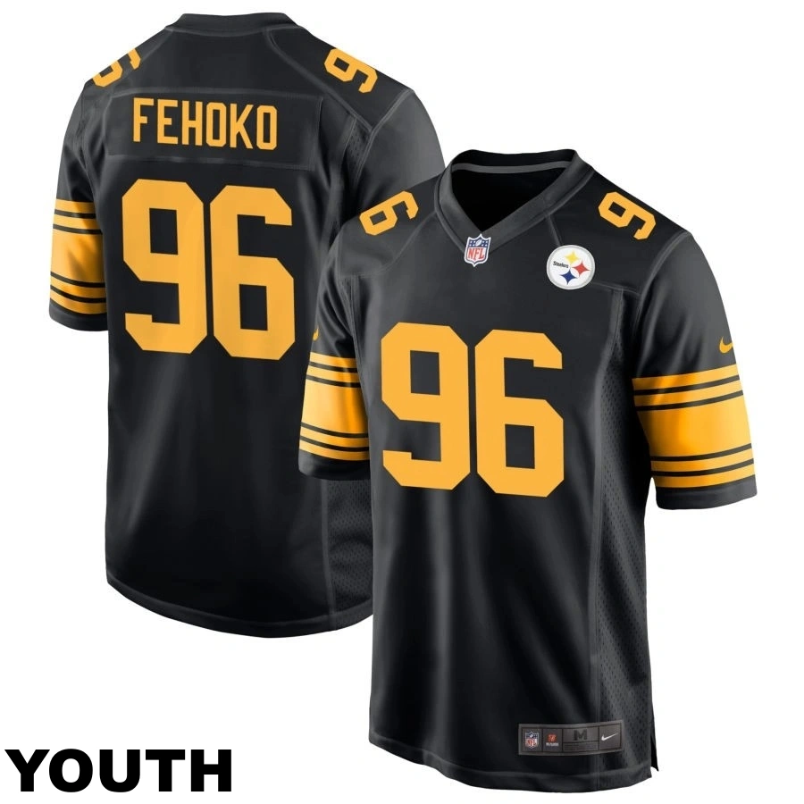 Youth Pittsburgh Steelers #96 Breiden Fehoko Black Alternate Game Jersey