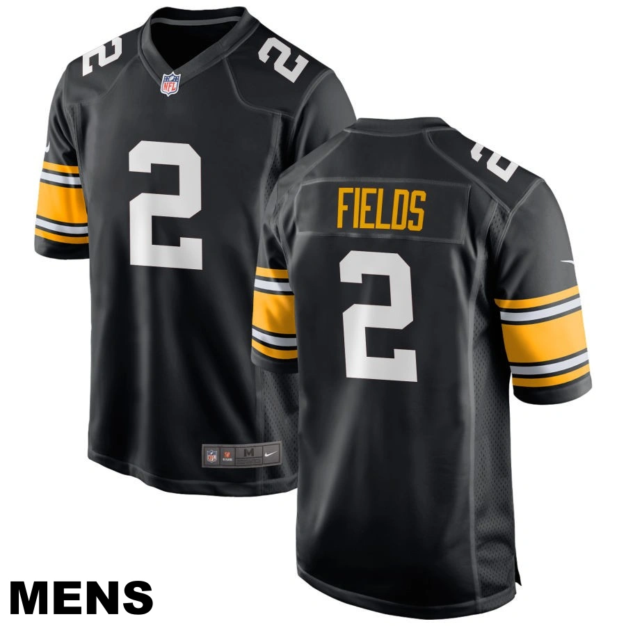 Men's Pittsburgh Steelers #2 Justin Fields Black Alternate Game Jersey