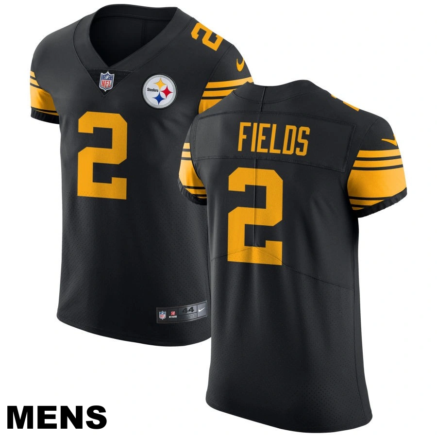 Men's Pittsburgh Steelers #2 Justin Fields Black Vapor Untouchable Elite Color Rush Jersey