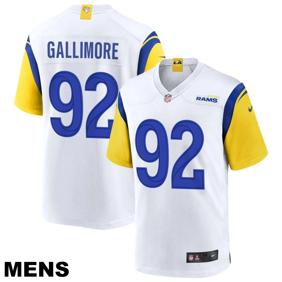 Men's Los Angeles Rams #92 Neville Gallimore White Alternate Jersey