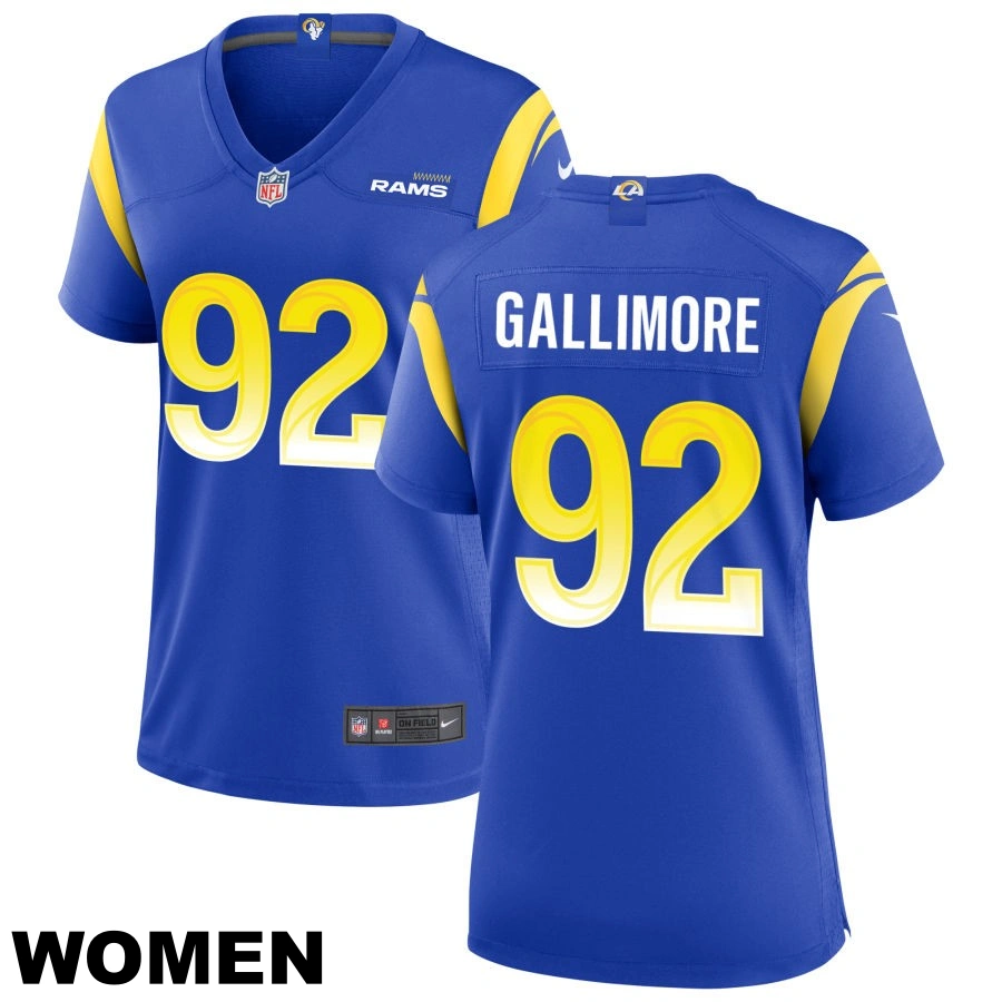 Women's #92 Neville Gallimore Los Angeles Rams Royal Game Jersey