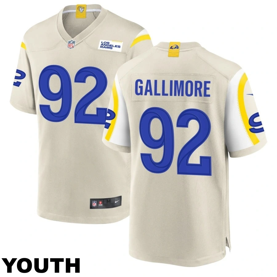 Youth #92 Neville Gallimore Los Angeles Rams Bone Game Jersey