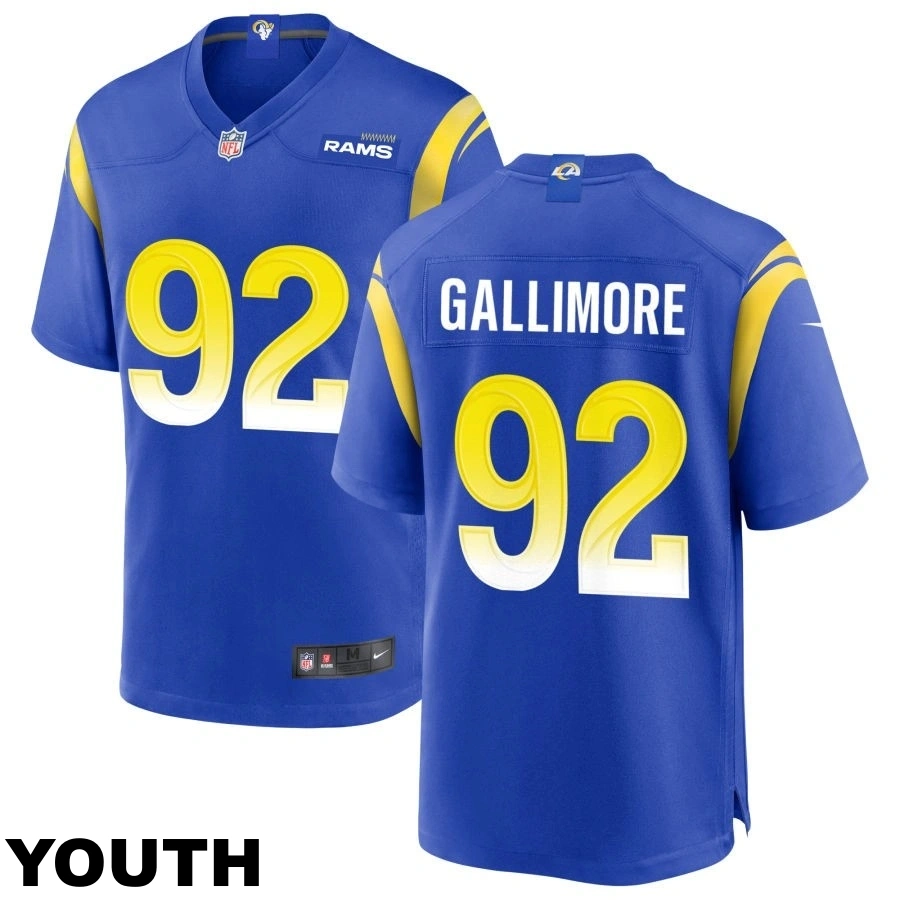 Youth Los Angeles Rams #92 Neville Gallimore Royal Game Jersey