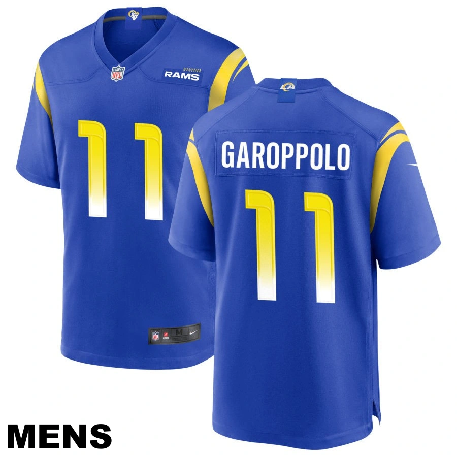 Men's Los Angeles Rams #11 Jimmy Garoppolo Royal Game Jersey Men's Los Angeles Rams #11 Jimmy Garoppolo Royal Game Jersey