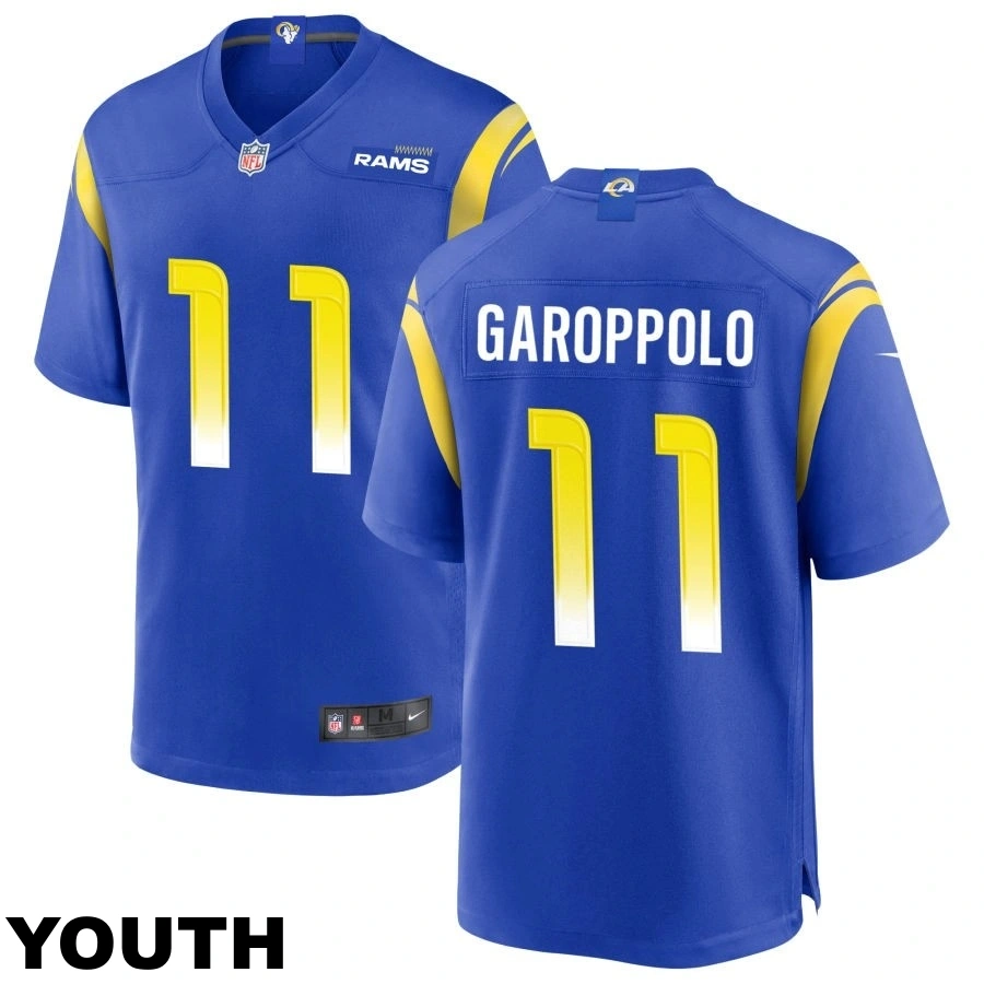 Youth Los Angeles Rams #11 Jimmy Garoppolo Royal Game Jersey Youth Los Angeles Rams #11 Jimmy Garoppolo Royal Game Jersey