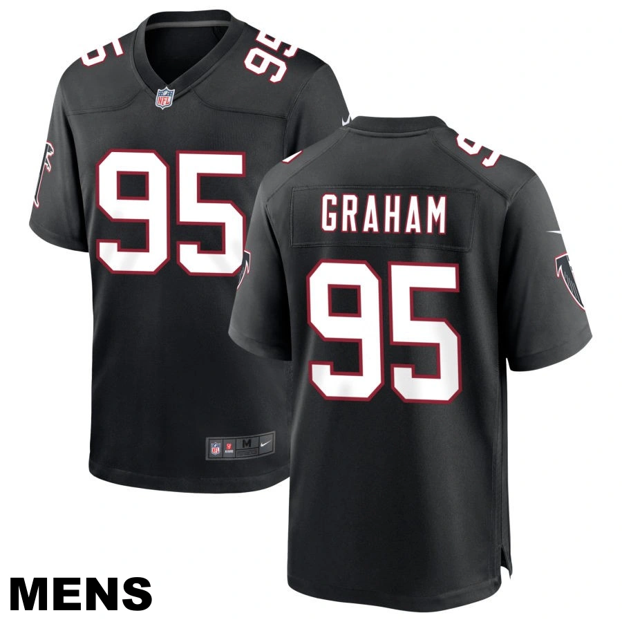 Men's Atlanta Falcons #95 Ta'Quon Graham Black Throwback Game Jersey