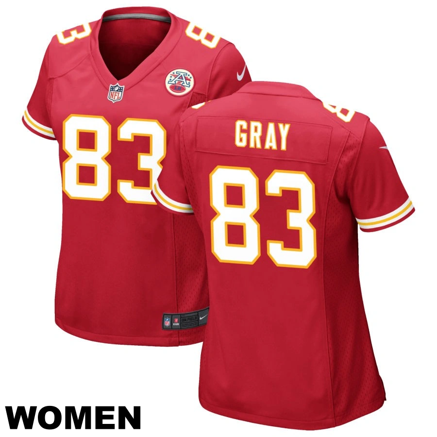 Women's #83 Noah Gray Red Kansas City Chiefs Game Jersey