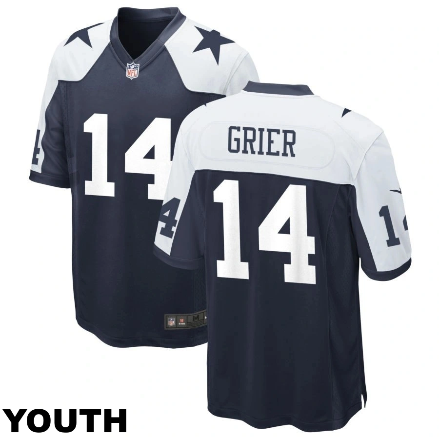 Youth Dallas Cowboys #14 Will Grier Navy Alternate Game Jersey Youth Dallas Cowboys #14 Will Grier Navy Alternate Game Jersey