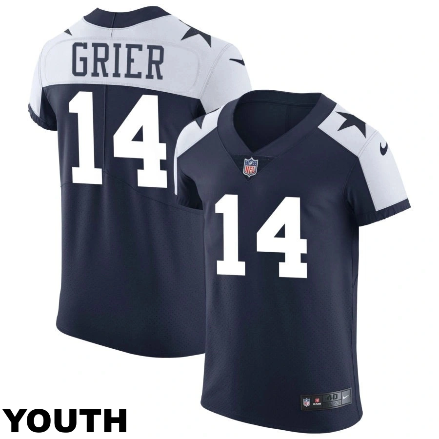 Youth Dallas Cowboys #14 Will Grier Navy Alternate Vapor Elite Jersey