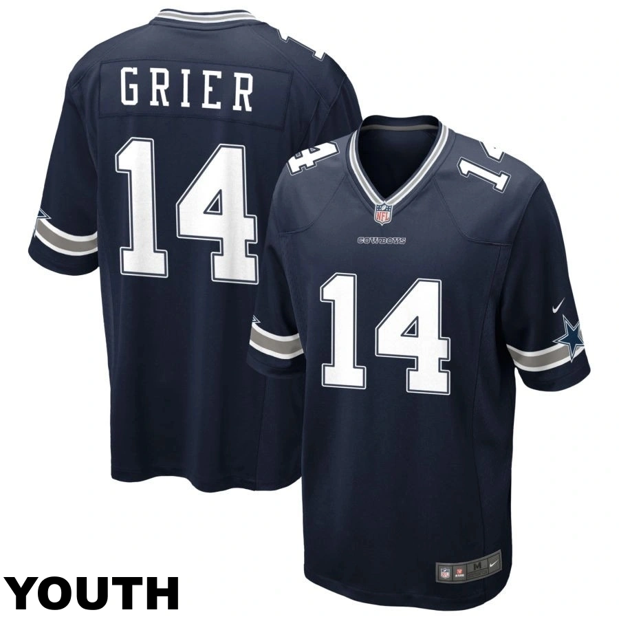 Youth Dallas Cowboys #14 Will Grier Navy Game Jersey Youth Dallas Cowboys #14 Will Grier Navy Game Jersey