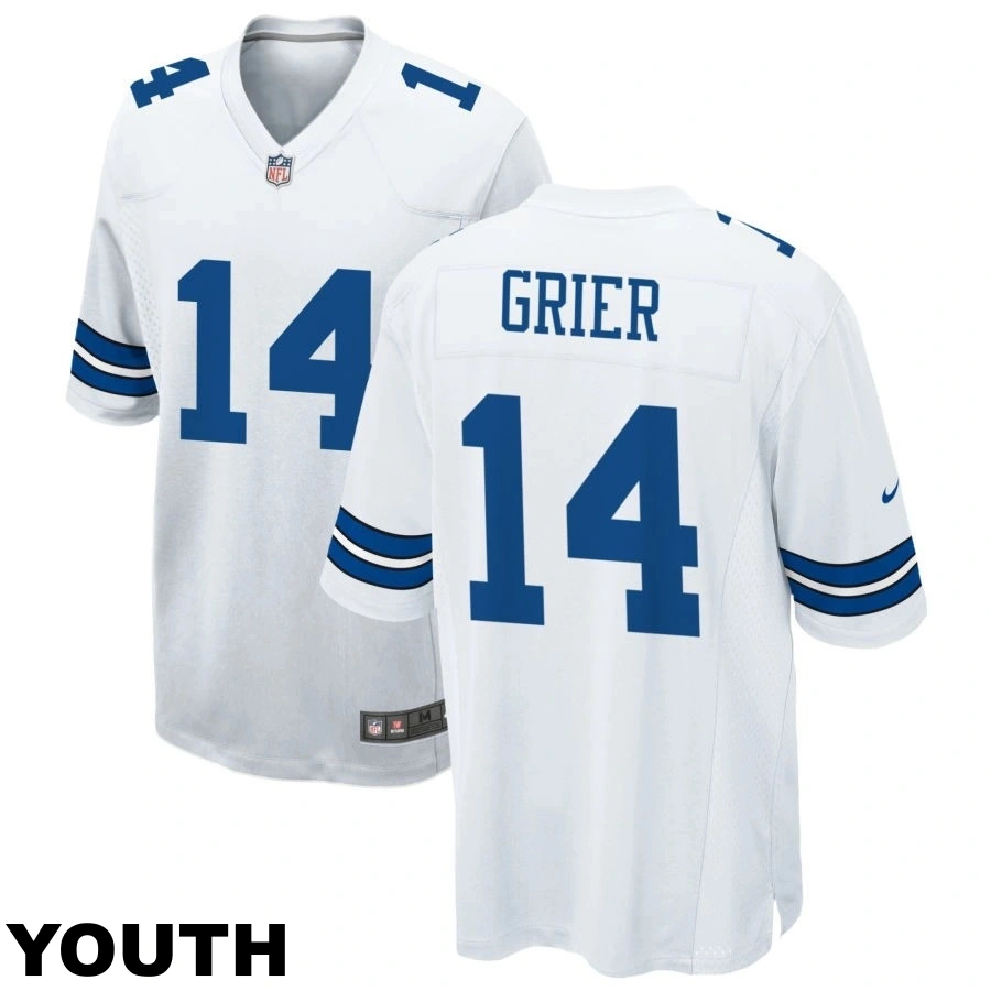 Youth Dallas Cowboys #14 Will Grier White Game Jersey