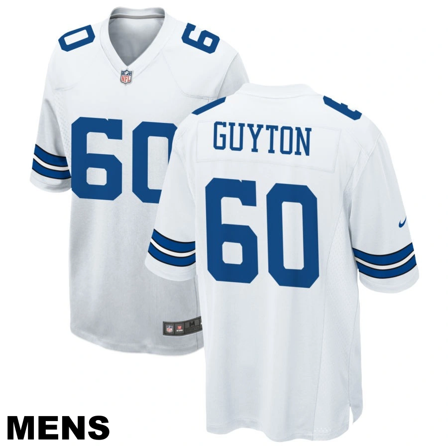 Men's Dallas Cowboys #60 Tyler Guyton White Game Jersey Men's Dallas Cowboys #60 Tyler Guyton White Game Jersey