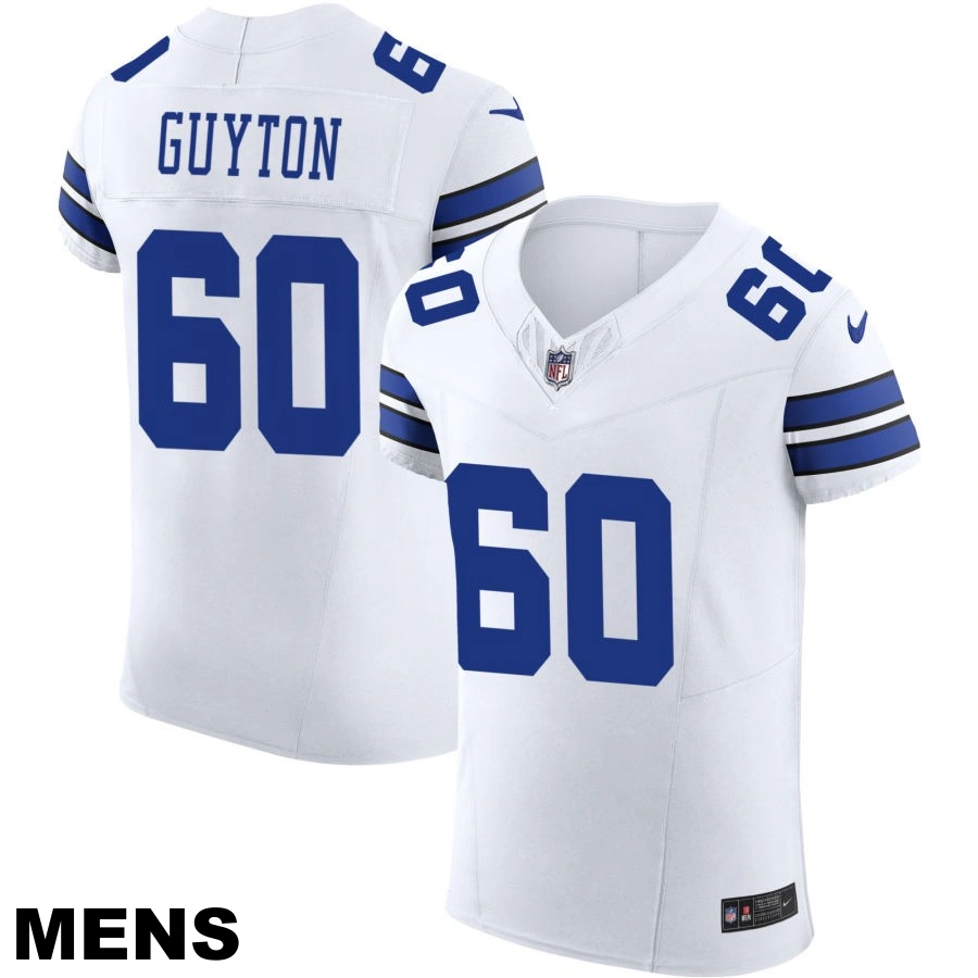 Men's Dallas Cowboys #60 Tyler Guyton White Vapor F.U.S.E. Elite Jersey