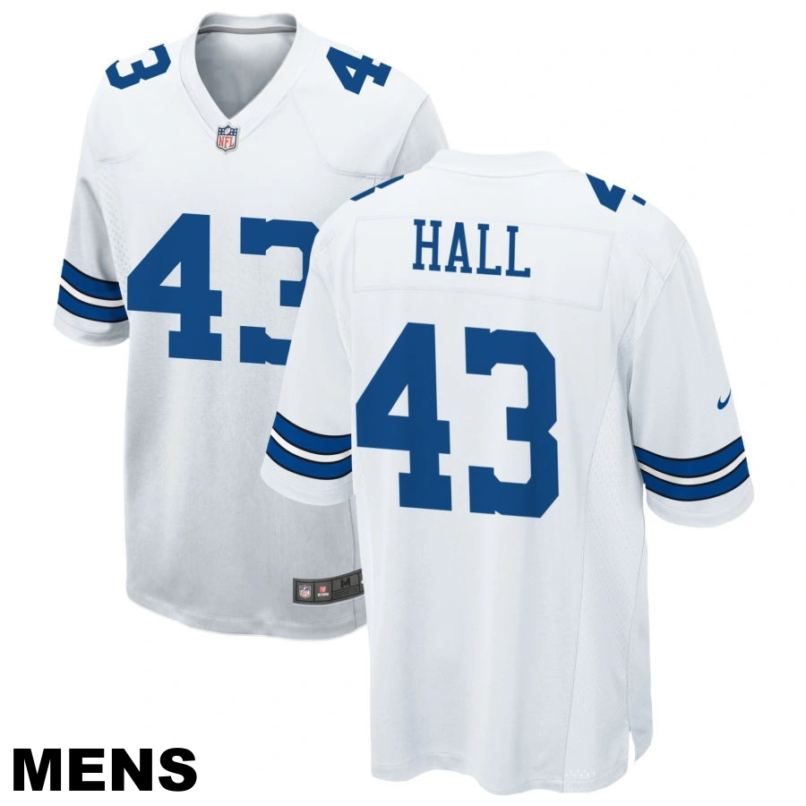 Men's Dallas Cowboys #43 Kemon Hall White Game Jersey Men's Dallas Cowboys #43 Kemon Hall White Game Jersey