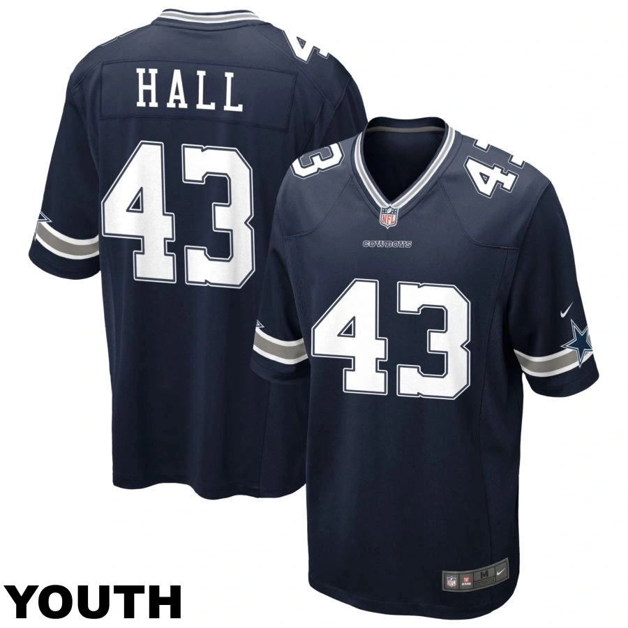 Youth Dallas Cowboys #43 Kemon Hall Navy Game Jersey Youth Dallas Cowboys #43 Kemon Hall Navy Game Jersey